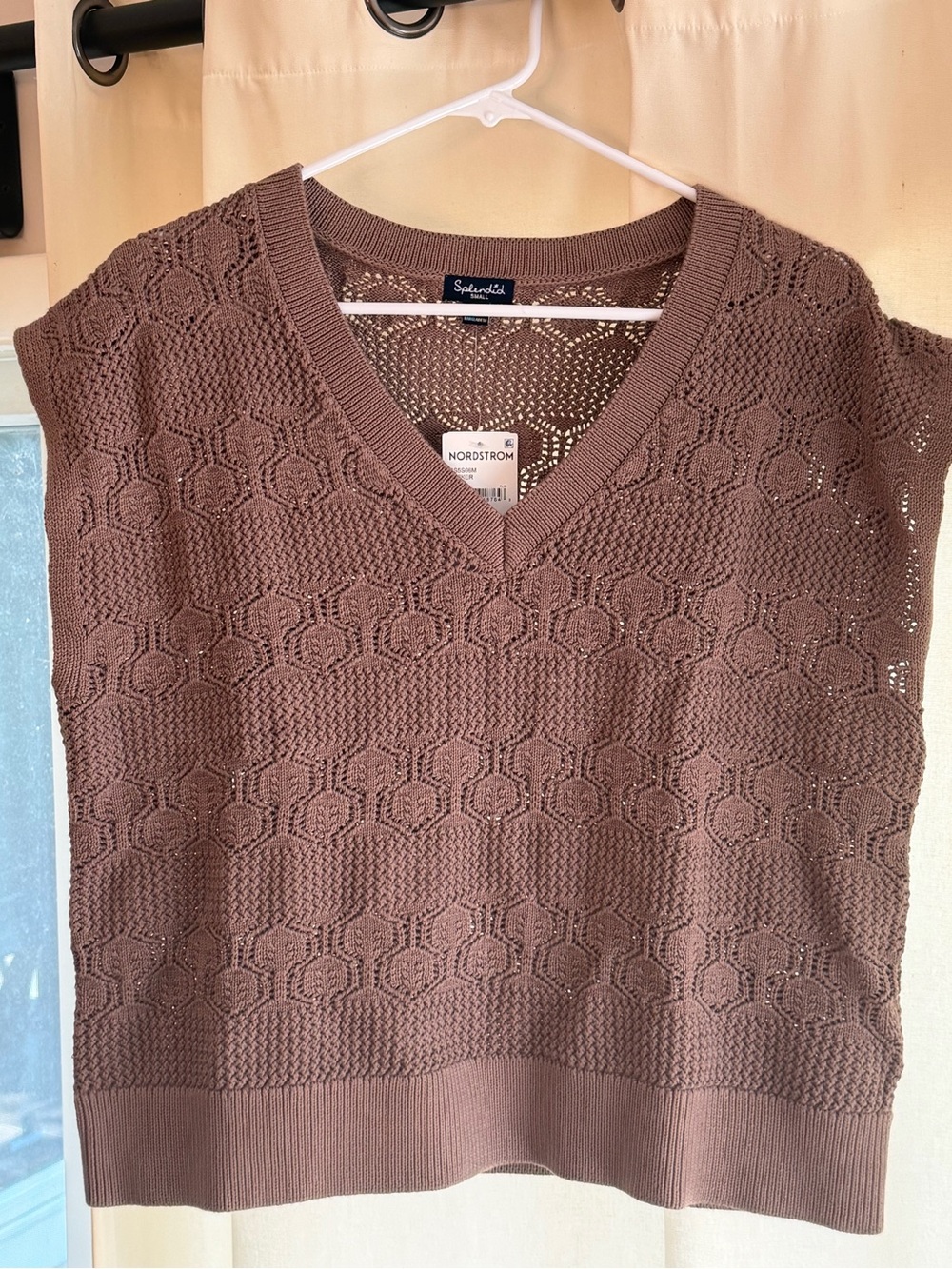 Splendid V-Neck Wicker Knit Sweater - Brown